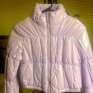 Lavender puffer cropped jacket
